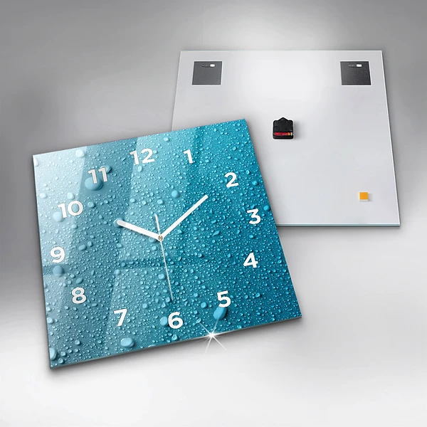 Wanduhr modern quadratisch Wassertropfen
