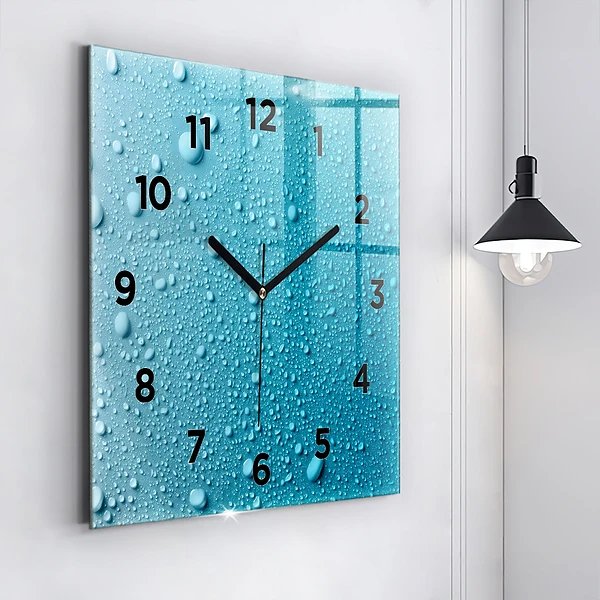 Wanduhr modern quadratisch Wassertropfen