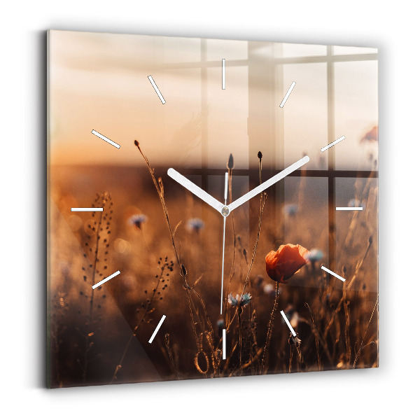 Wanduhr quadratisch mit motiv Feld Sonnenaufgang
