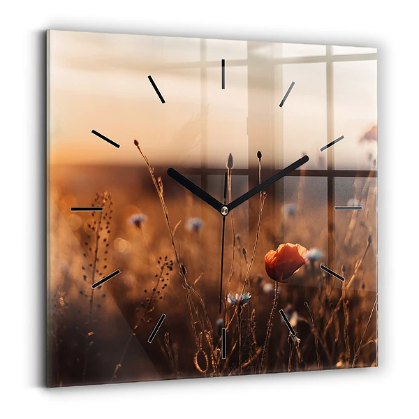 Wanduhr quadratisch mit motiv Feld Sonnenaufgang