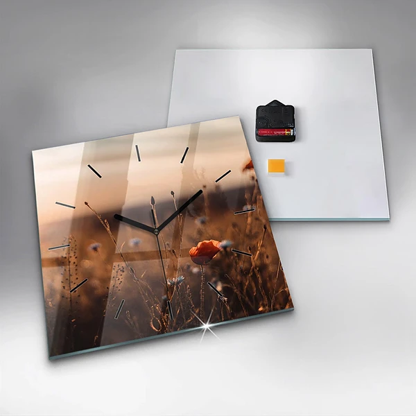 Wanduhr quadratisch mit motiv Feld Sonnenaufgang