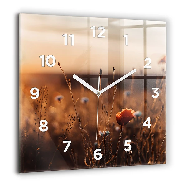 Wanduhr quadratisch mit motiv Feld Sonnenaufgang