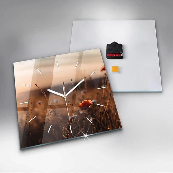 Wanduhr quadratisch mit motiv Feld Sonnenaufgang
