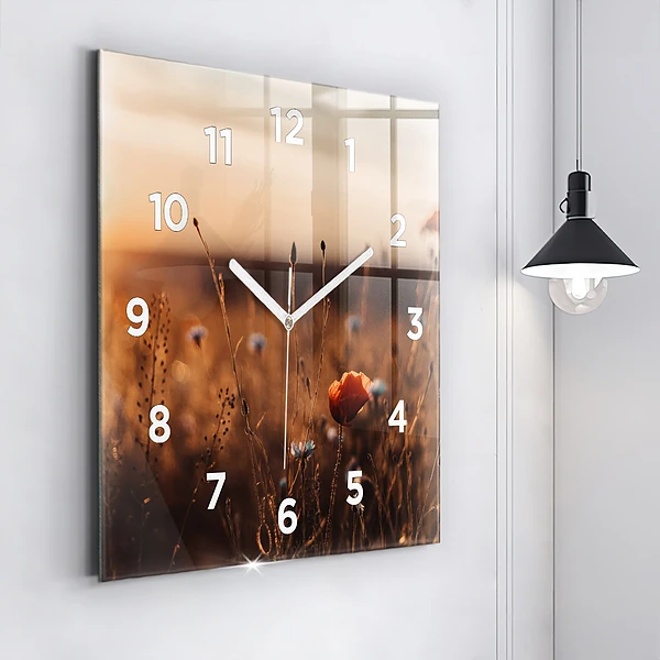 Wanduhr quadratisch mit motiv Feld Sonnenaufgang