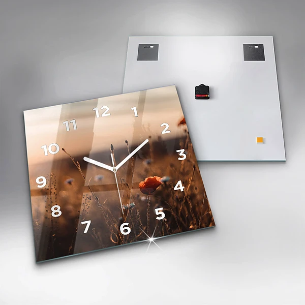 Wanduhr quadratisch mit motiv Feld Sonnenaufgang
