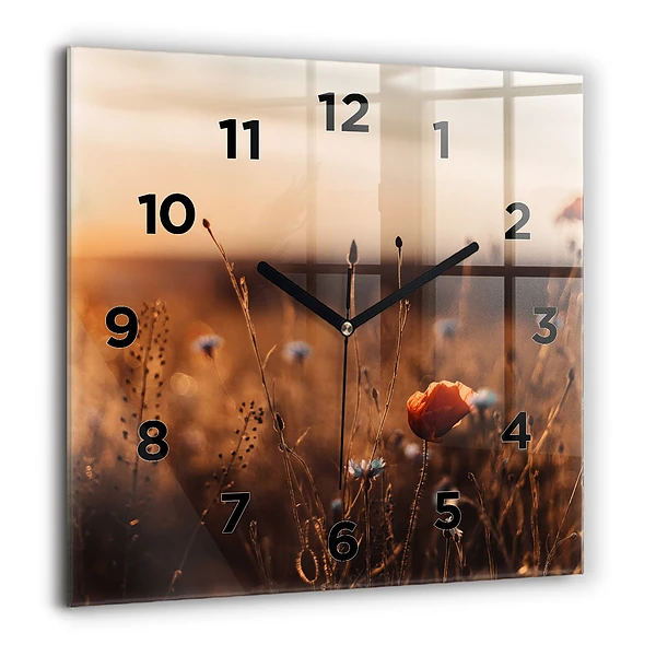 Wanduhr quadratisch mit motiv Feld Sonnenaufgang