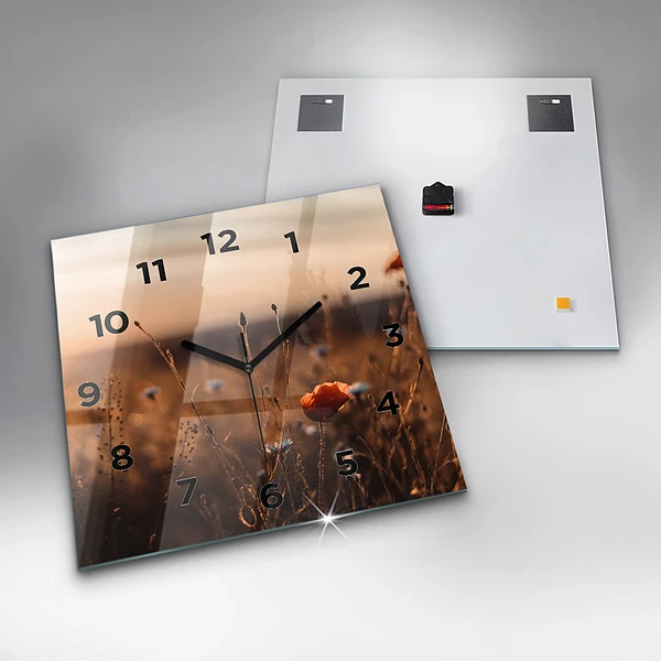 Wanduhr quadratisch mit motiv Feld Sonnenaufgang