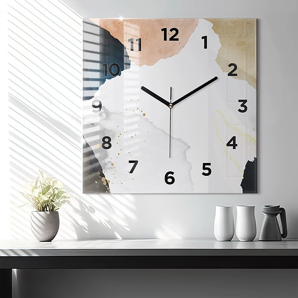 Wanduhr quadratisch Flecken abstrakt