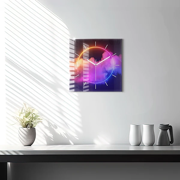 Wanduhr quadratisch 3D Rauch abstrakt