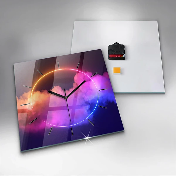 Wanduhr quadratisch 3D Rauch abstrakt