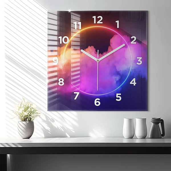 Wanduhr quadratisch 3D Rauch abstrakt