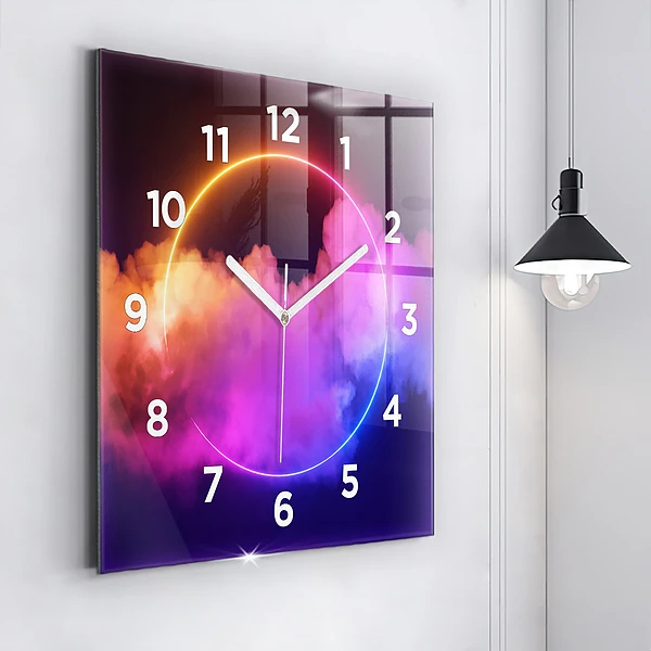 Wanduhr quadratisch 3D Rauch abstrakt