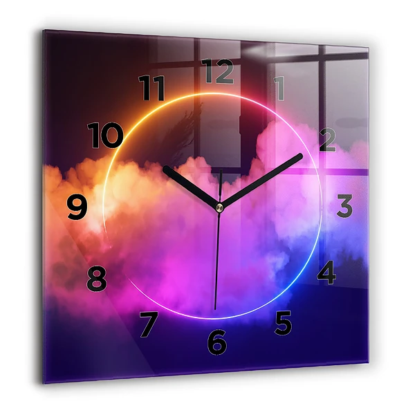 Wanduhr quadratisch 3D Rauch abstrakt