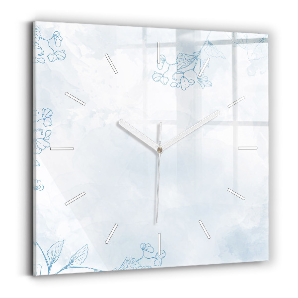 Wanduhr modern quadratisch Skizze von Pflanzen