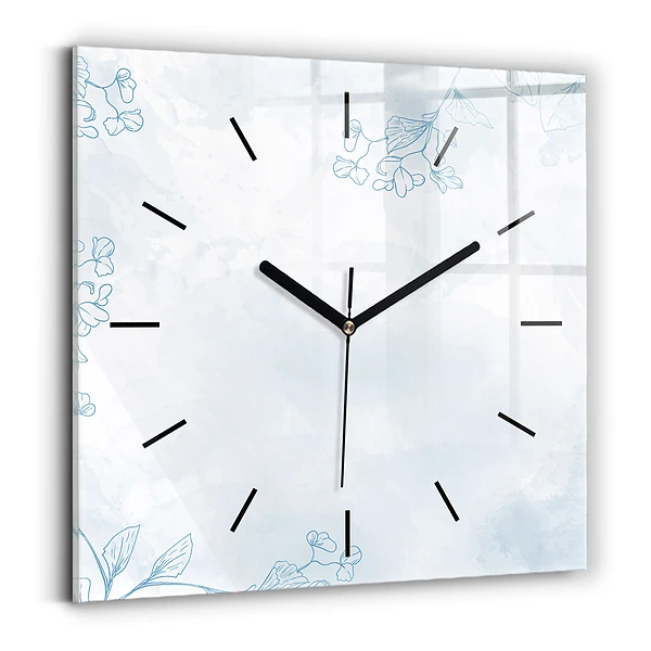 Wanduhr modern quadratisch Skizze von Pflanzen