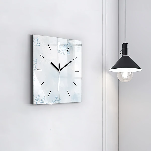 Wanduhr modern quadratisch Skizze von Pflanzen