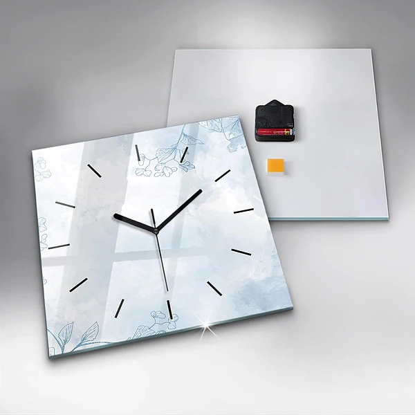 Wanduhr modern quadratisch Skizze von Pflanzen