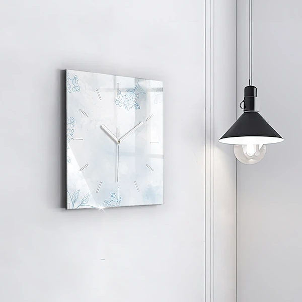 Wanduhr modern quadratisch Skizze von Pflanzen