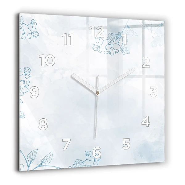 Wanduhr modern quadratisch Skizze von Pflanzen