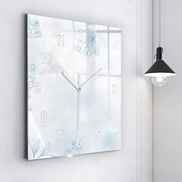 Wanduhr modern quadratisch Skizze von Pflanzen