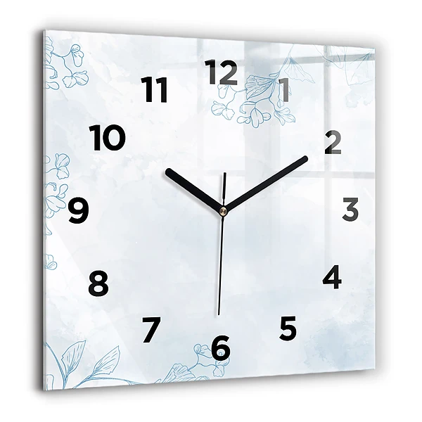 Wanduhr modern quadratisch Skizze von Pflanzen