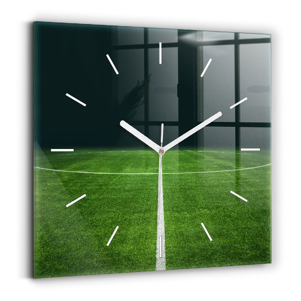 Wanduhr quadratisch mit motiv Fußballfeld
