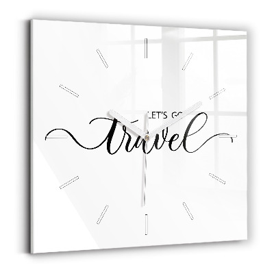 Wanduhr quadratisch mit motiv Reise-Inschrift