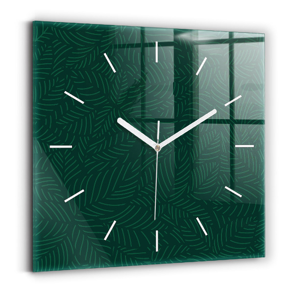 Wanduhr modern quadratisch Muster aus Blättern