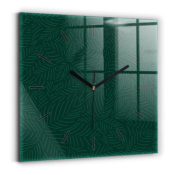 Wanduhr modern quadratisch Muster aus Blättern