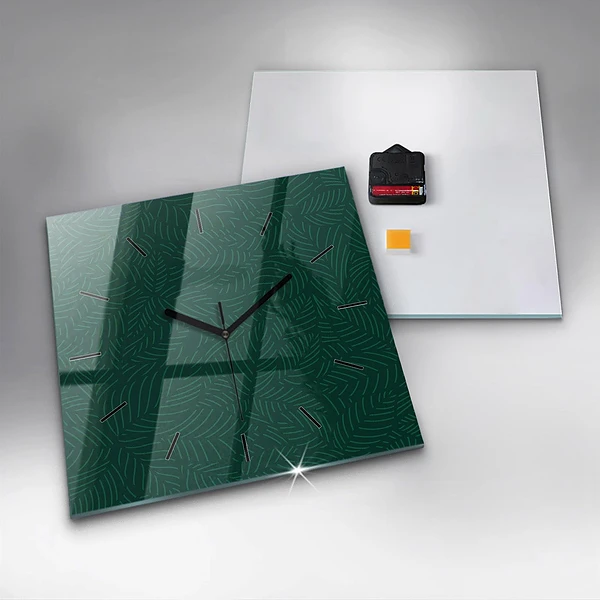 Wanduhr modern quadratisch Muster aus Blättern
