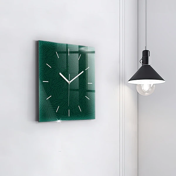Wanduhr modern quadratisch Muster aus Blättern