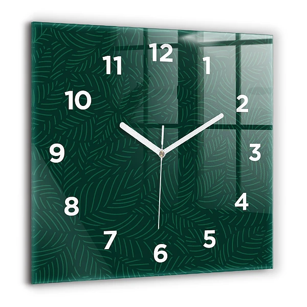Wanduhr modern quadratisch Muster aus Blättern
