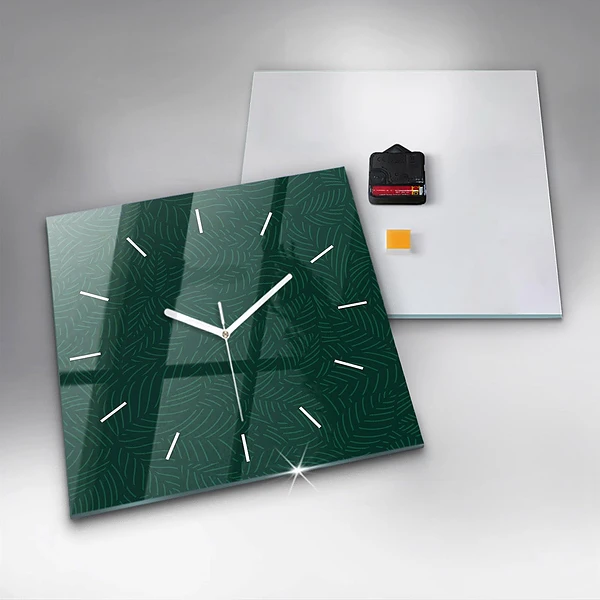 Wanduhr modern quadratisch Muster aus Blättern