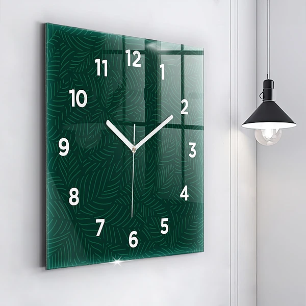 Wanduhr modern quadratisch Muster aus Blättern