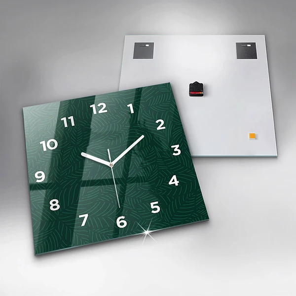Wanduhr modern quadratisch Muster aus Blättern
