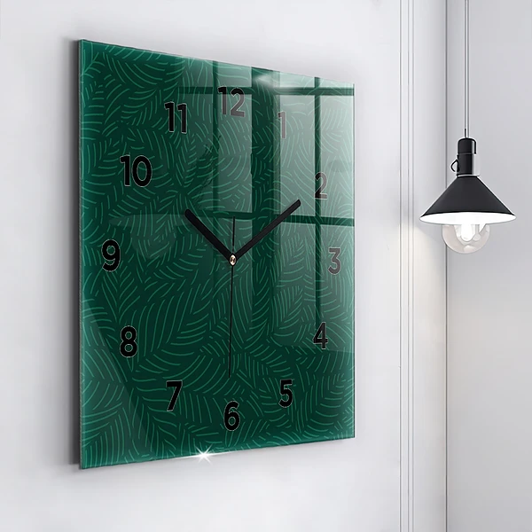 Wanduhr modern quadratisch Muster aus Blättern