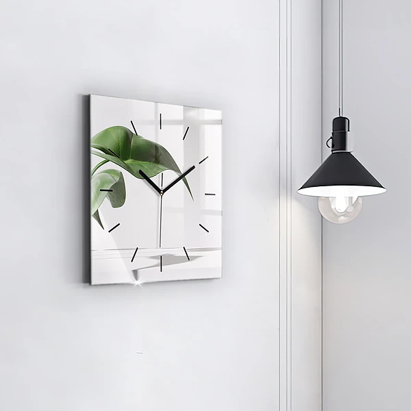 Wanduhr modern quadratisch Abstrakte Blätter