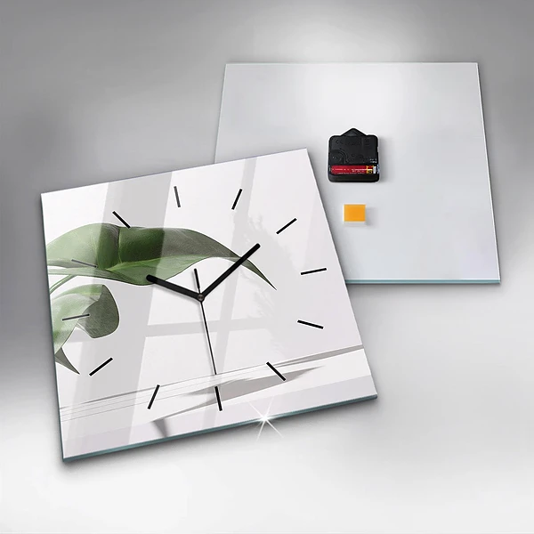 Wanduhr modern quadratisch Abstrakte Blätter
