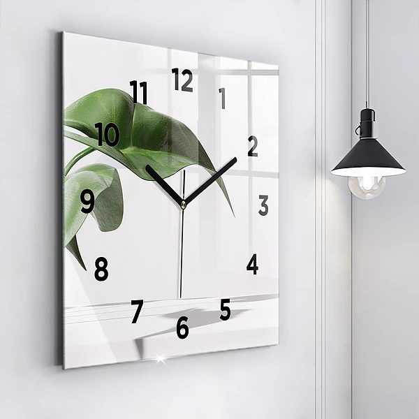 Wanduhr modern quadratisch Abstrakte Blätter