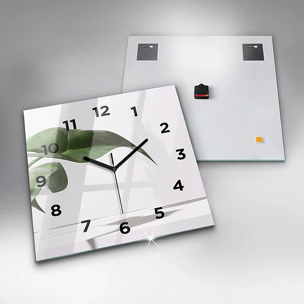 Wanduhr modern quadratisch Abstrakte Blätter