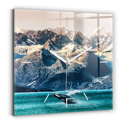 Wanduhr modern quadratisch Walfisch Wasser