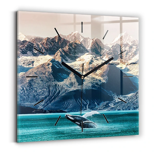 Wanduhr modern quadratisch Walfisch Wasser