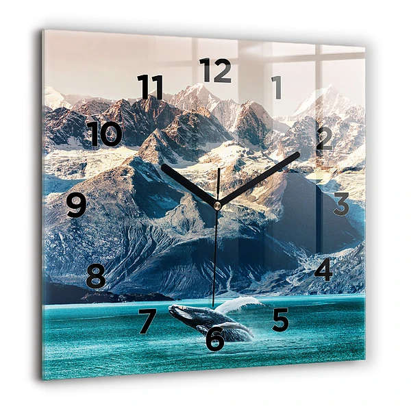 Wanduhr modern quadratisch Walfisch Wasser