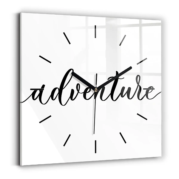 Wanduhr quadratisch Abenteuerliche Inschrift