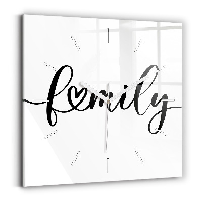 Wanduhr modern quadratisch Familieninschrift