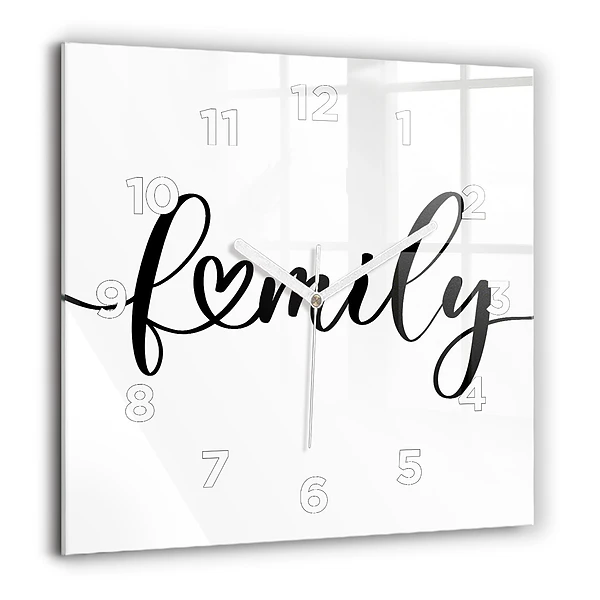 Wanduhr modern quadratisch Familieninschrift