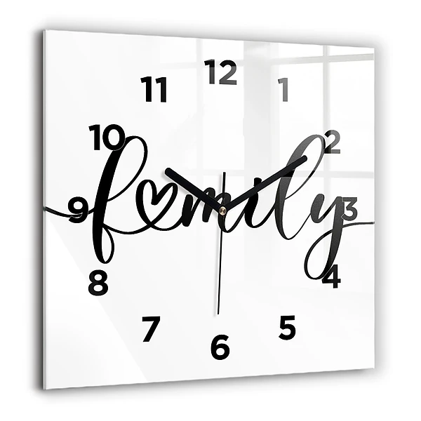 Wanduhr modern quadratisch Familieninschrift