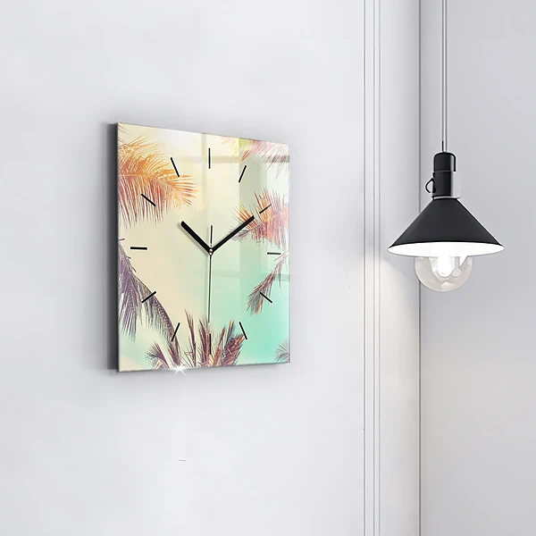Wanduhr quadratisch mit motiv Tropische Palmen