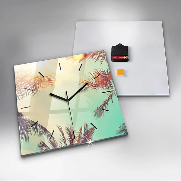 Wanduhr quadratisch mit motiv Tropische Palmen