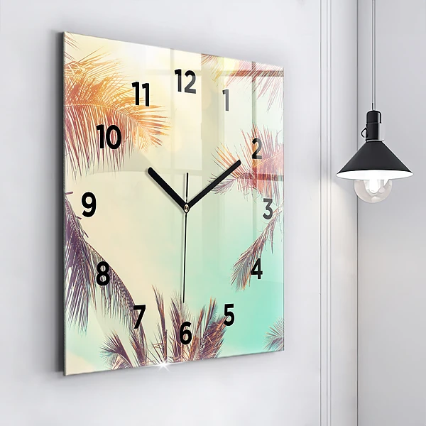 Wanduhr quadratisch mit motiv Tropische Palmen